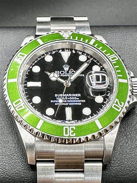 Rolex Submariner GREEN KERMIT RARE FLAT 4 16610LV Y 